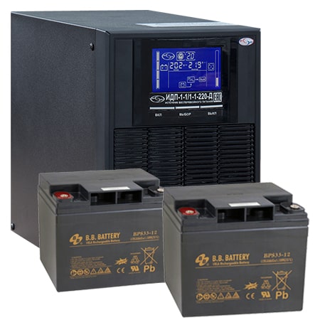 ИБП для газовых котлов 1 кВА ИДП-1-1/1-1-220-Д + АКБ 33 Ач (BB Battery)