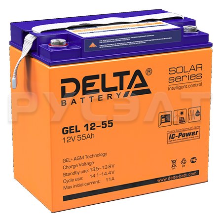 Аккумуляторная батарея Delta GEL 12-55 Аккумуляторная батарея Delta GEL 12-55